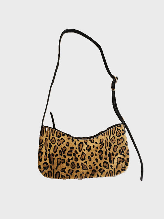 Sac baguette léopard - en cuir