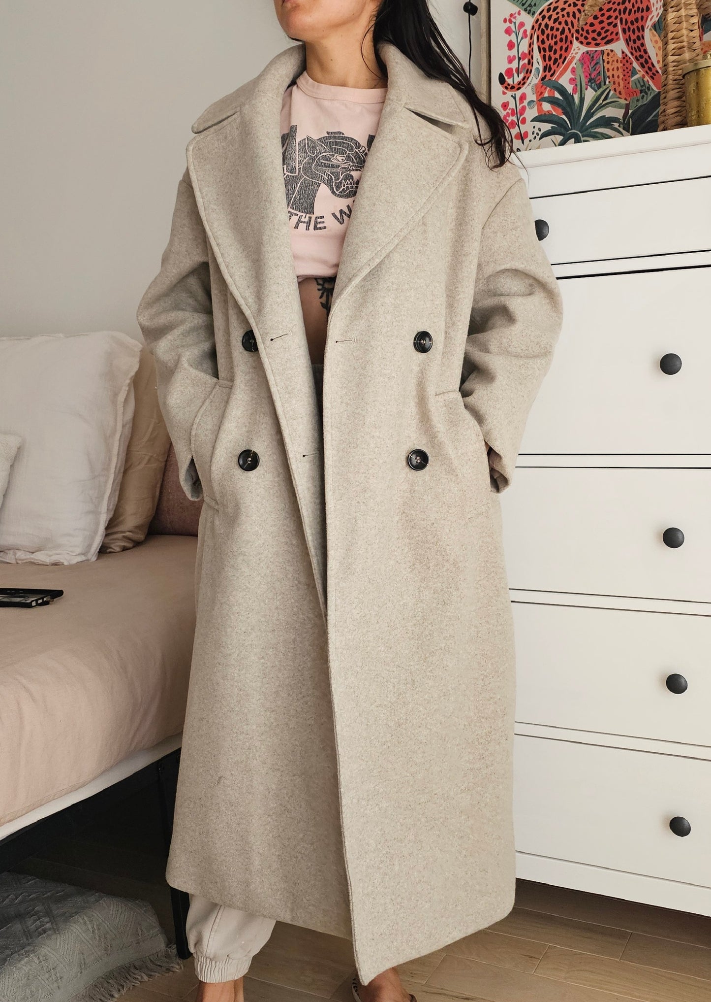 Manteau oversize croisé beige Zara - XS