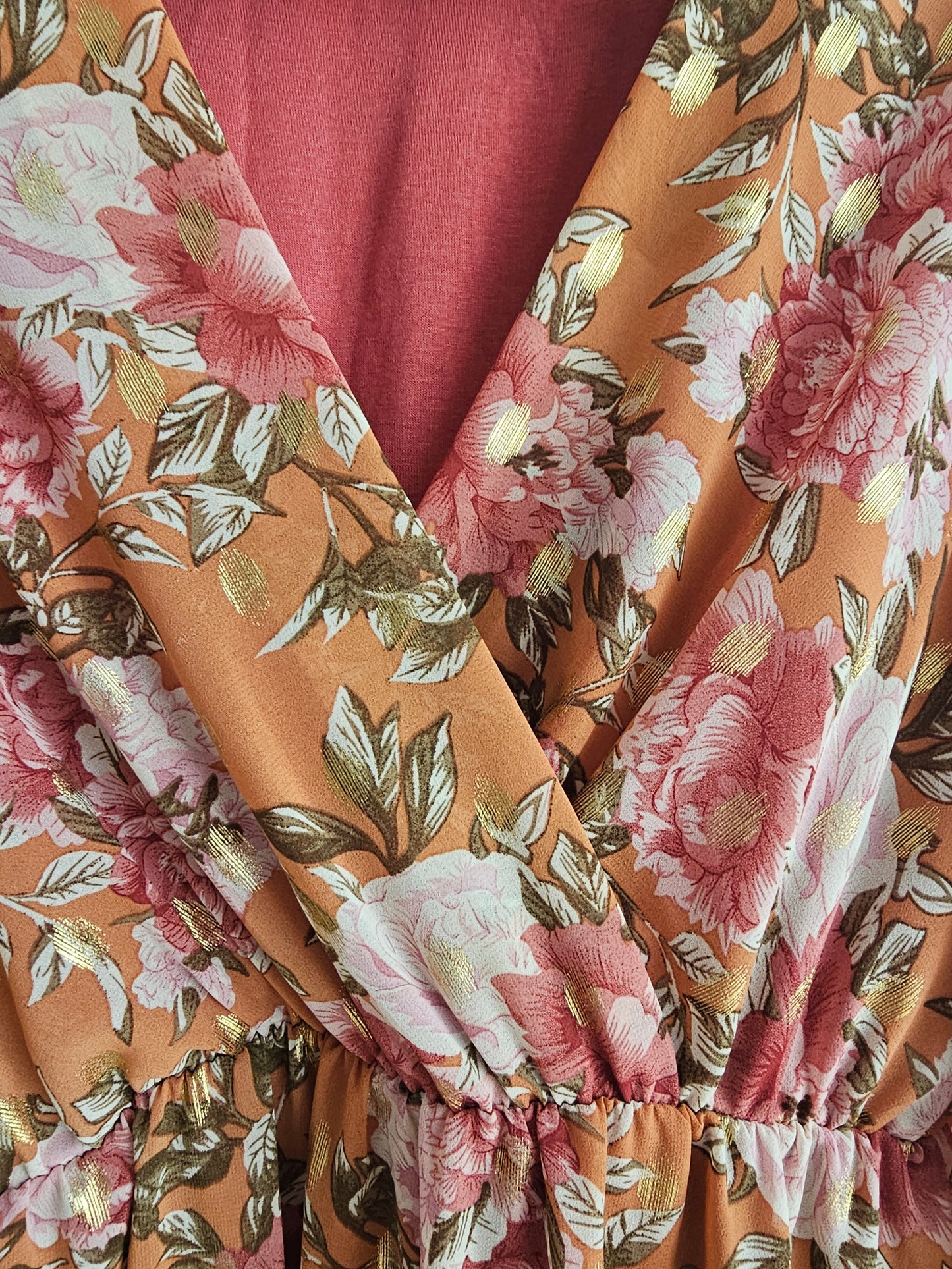 Robe fleurie orangée – Taille S
