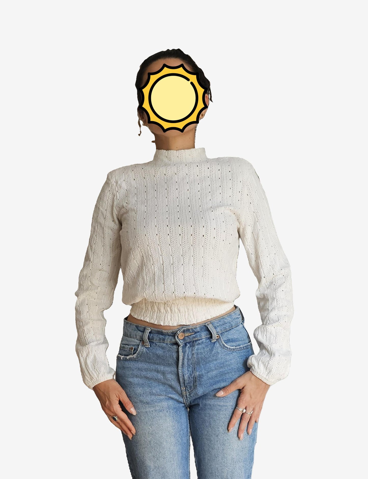 Haut blanc ajouré romantique - Taille S