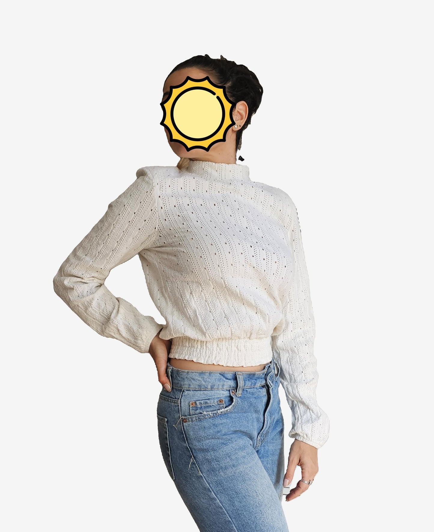 Haut blanc ajouré romantique - Taille S