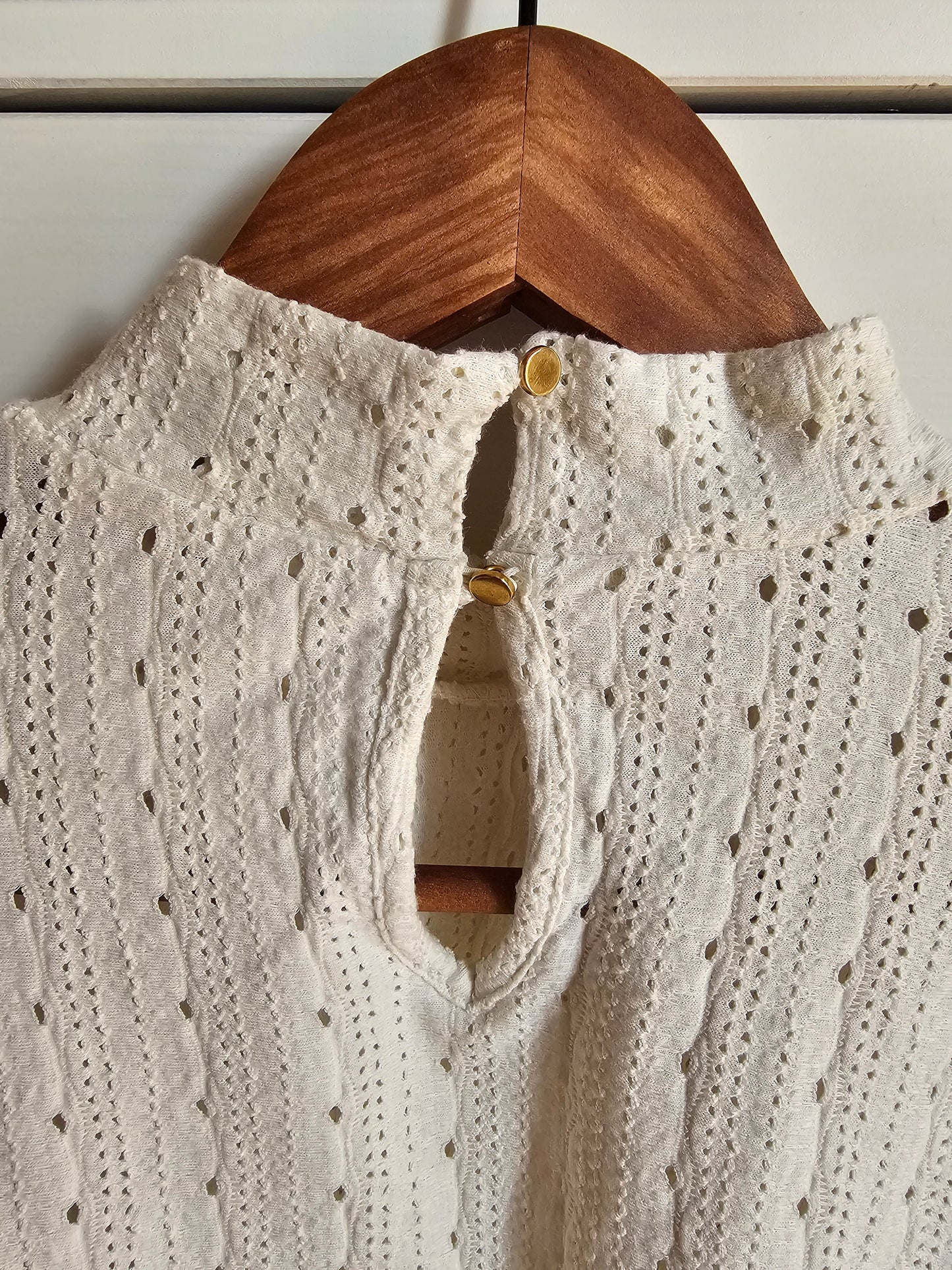 Haut blanc ajouré romantique - Taille S