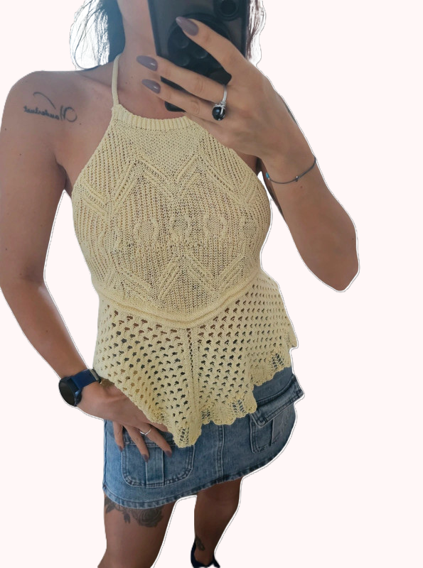 Top crochet jaune Zara – taille S