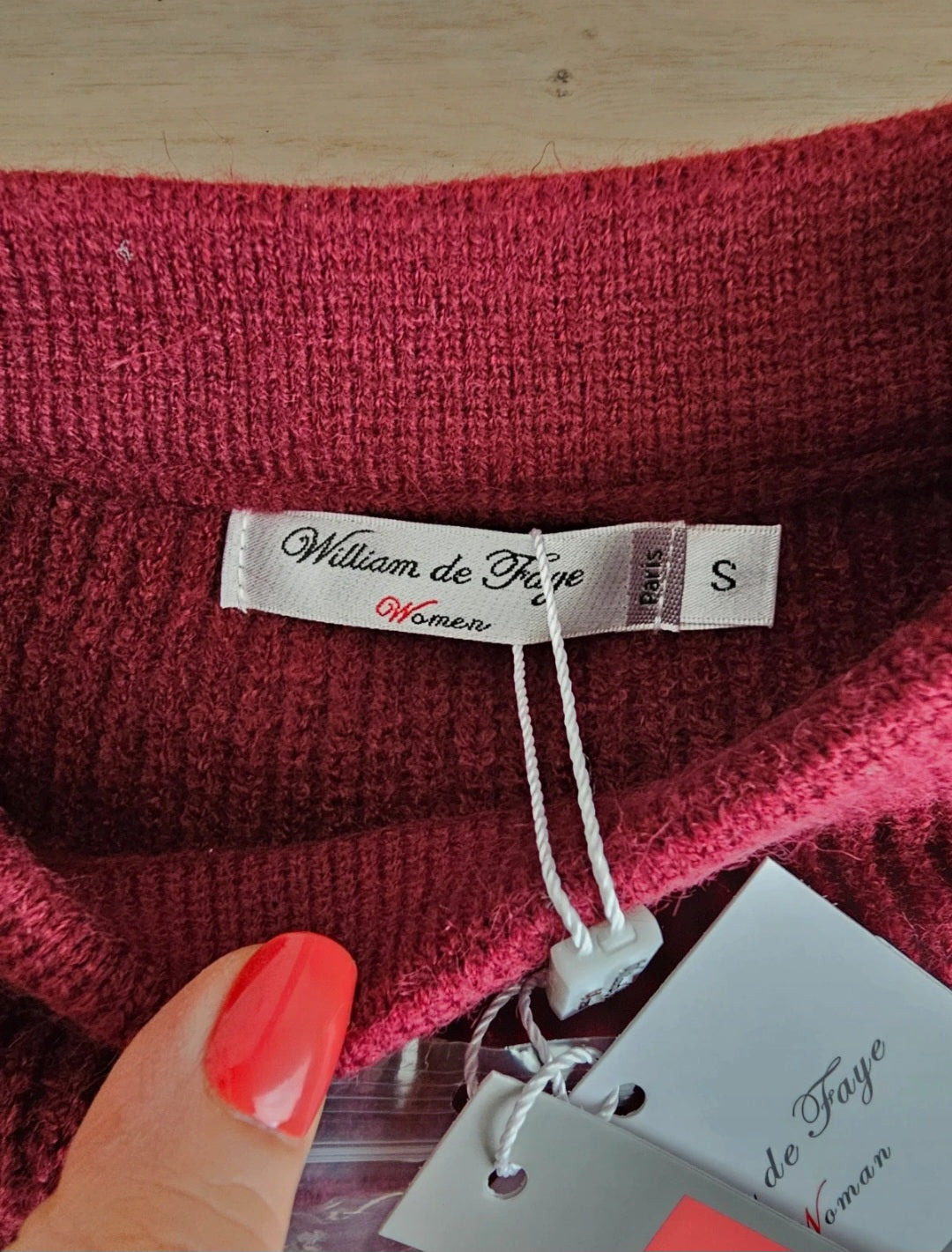 Pull bordeaux à poches dorées - Taille S